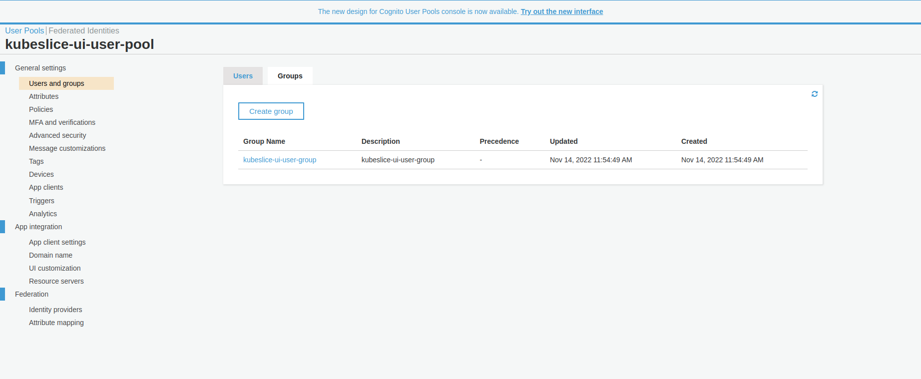 Cognito User Pool - Group